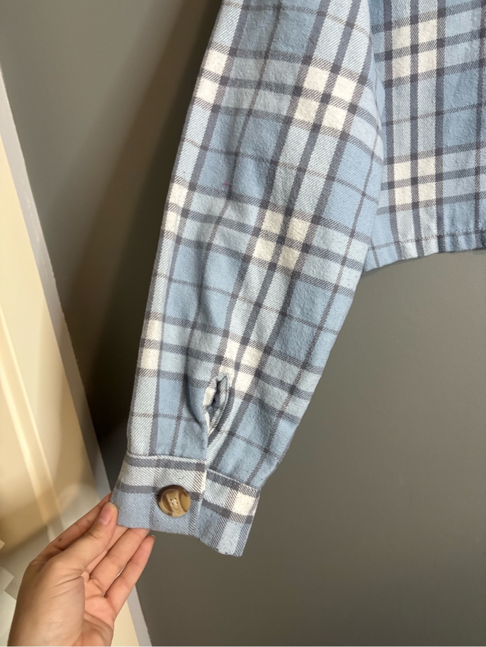 Streetwear Society Blue Plaid Cropped Shacket Jacket Size M - Picture 8 of 8
